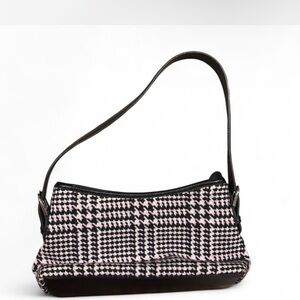 LOFT Houndstooth Shoulder Bag in Black and Pink